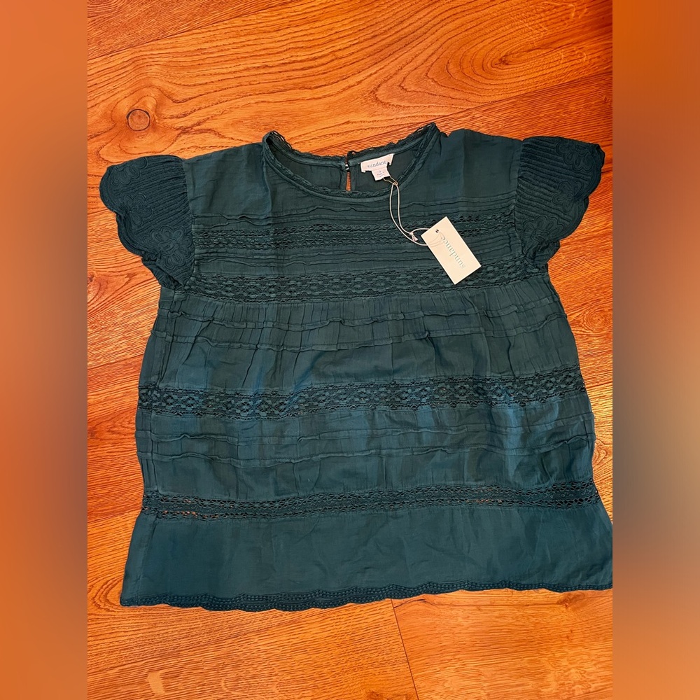 Sundance Cotton and Lace Top Tunic - Size Small - NEW with Tags NWT